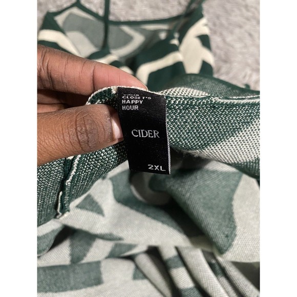 Cider Womens Knit U Line Boho Midi Dress Green Lagenlook Beachy 2XL - Picture 12 of 12